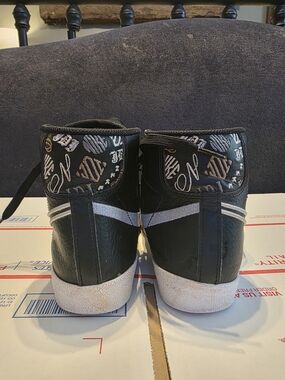 Nike Black High-Top Sneakers with Metallic Patterned Collar